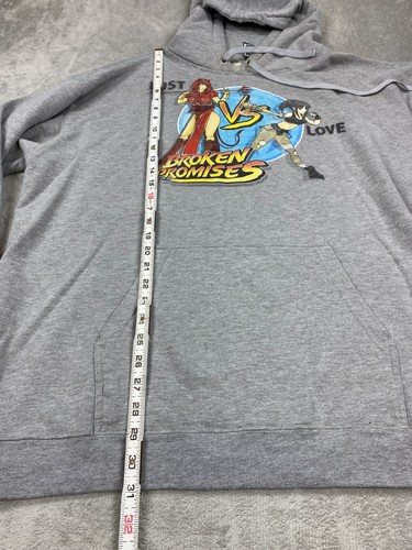 Broken Promises Lust vs Love Hoodie Mens 2XL Gray Streetwear Kangaroo Pockets - Picture 5 of 9