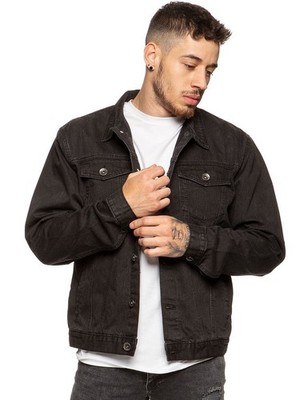 Enzo Herren Jeansjacke Klassisch Western Style Designer Trucker Vintage Style Mantel