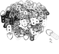 TOPZEA 100 Pack D-Ring Picture Hangers, Heavy Duty Steel 2"x1", Silver 