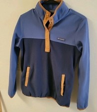 Columbia Blue Color Block 1/4 Snap Fleece Pullover Size Medium Pockets
