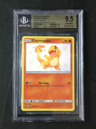 BGS 9.5 Pokemon TCG 2019 Pokemon Sun and Moon Hidden Fates #SV6 Charmander SHR - Picture 1 of 2