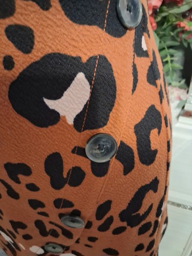 MAEVE Orange Mot Skirt Mini Animal Print Women's Size L MSRP $98.00 - Picture 4 of 10