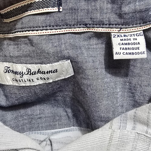 Tommy Bahama Herren Coastline Cord Sandwash Hemd blau & koralle kariert XXL - Bild 2 von 13