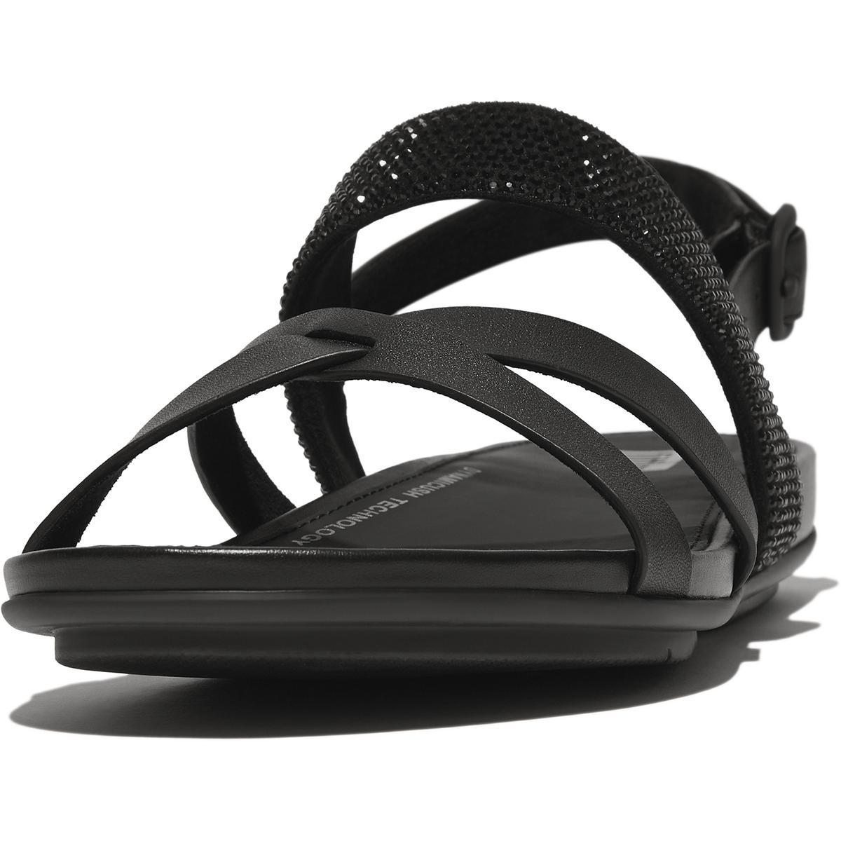 Женские босоножки на плоской подошве из кожи Gracie, украшенные кристаллами, BHFO 9387