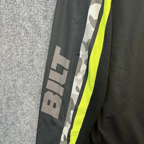 Maillot de motocross vintage BILT XL noir gris camouflage jaune fluo manches longues  - Photo 12/14