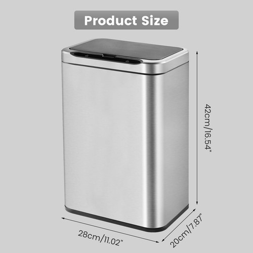 Stainless Steel Office Trash Can Motion Sensor Garbage Can Touchless Smart Tr... - Picture 3 of 7