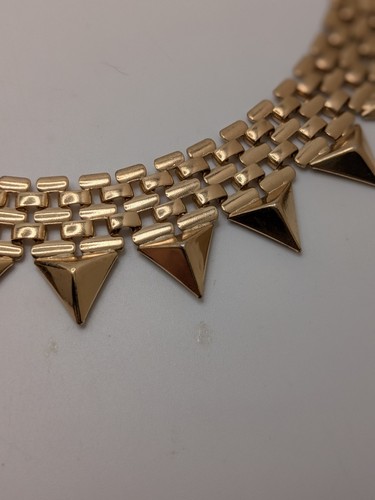 Vintage 1990s gold Metal chain With Spikes Necklace 18.5" - Picture 9 of 10