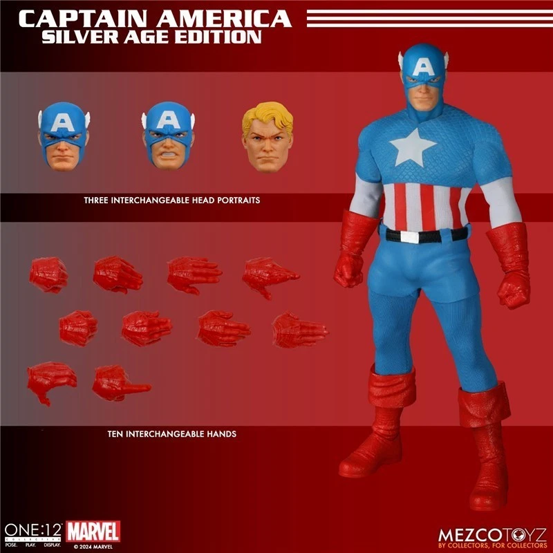 ¡EN STOCK! Figuras de acción colectivas Mezco 1/12 Capitán América Edición Edad de Plata Foto 3 de 4