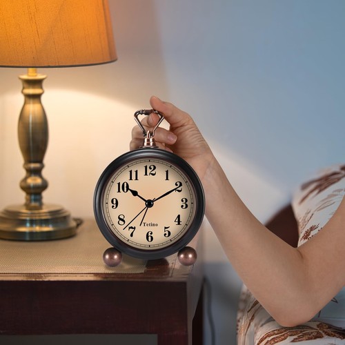Analog Alarm Clock,Battery Powered Desk Clocks with Night Light,Silent Non Ti... - Picture 4 of 7