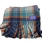 Vintage PENDLETON 100% Virgin Wool Green Plaid Stadium Blanket Bleacher Cushion