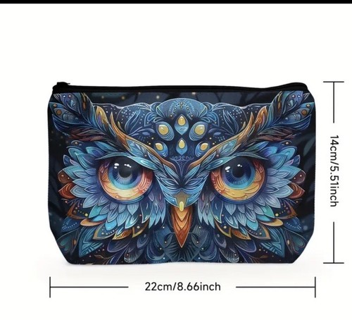 Large Capacity Cosmetic Bag Mystic Owl Print Travel Soft Storage Bag Free P&P - Picture 6 of 6