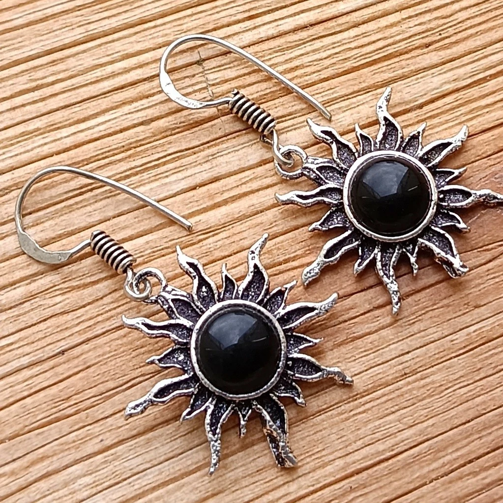 Boucles D'Oreilles Pendantes En Argent Sterling 925 - Citrine Naturelle - Fait Main En Inde - Neuf