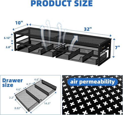 Metal Monitor Stand Riser with USB 2.0, 2 Tier Organizer - Picture 9 of 10