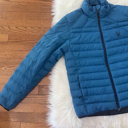 Spyder Blue Down Full Zip Jacket Size Medium - Picture 2 of 7