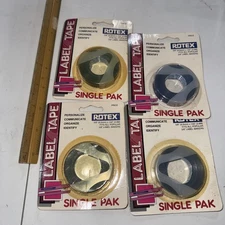 4 Rotex Label Tape Lot - 3/8" x 144" Embossing Label Makers Blue