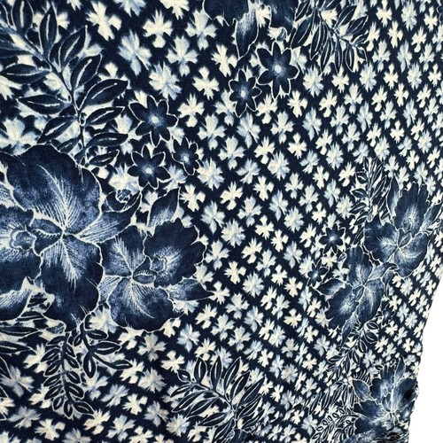 Maxi Vestido Lands' End Floral Azul Blanco Imitación Envolvente Manga Casquillo Elástico Talla S - Imagen 4 de 7