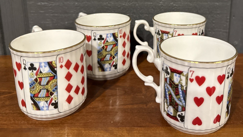 Elizabethan Staffordshire Cut For Coffee Playing Card Demitasse Cup & Saucer Set - Picture 7 of 9