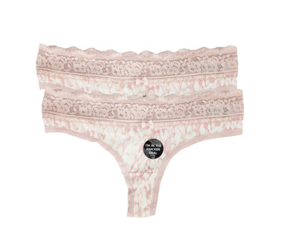 M&S Collection Womens Ladies Lace Trim Thong 2 Pack Knickers Underwear