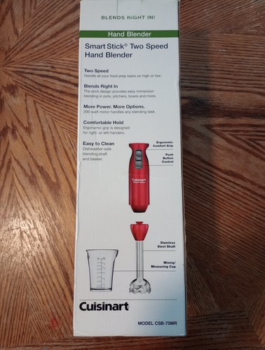 Cuisinart Smart Stick Stabmixer mit zwei Geschwindigkeiten in Box Rot 200 Watt Edelstahl - Bild 8 von 9