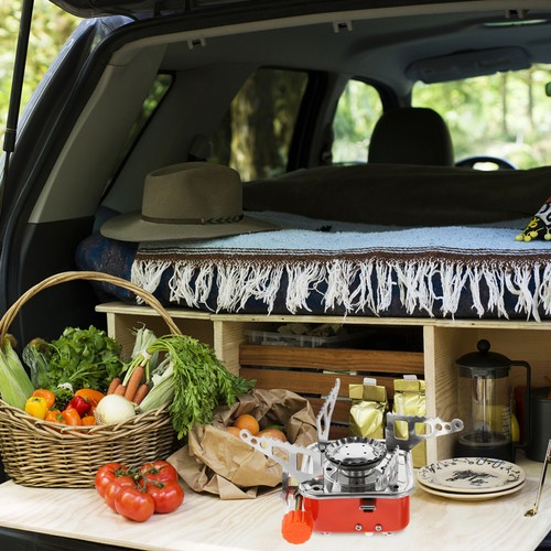  Estufa de gas casete plegable horno de acero inoxidable quemador portátil cuadrado - Imagen 4 de 12