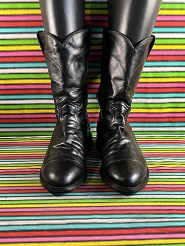 Vintage Herren Justin Cowboy Western Roper Schwarz Leder Biker Reitstiefel UK 9 D - Bild 3 von 21