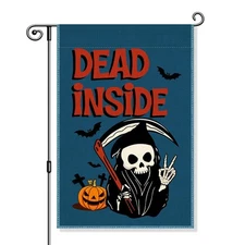 Dead Inside Garden Flag, Funny Pumpkin Spooky Yard Flag for Outside, Welcome ...