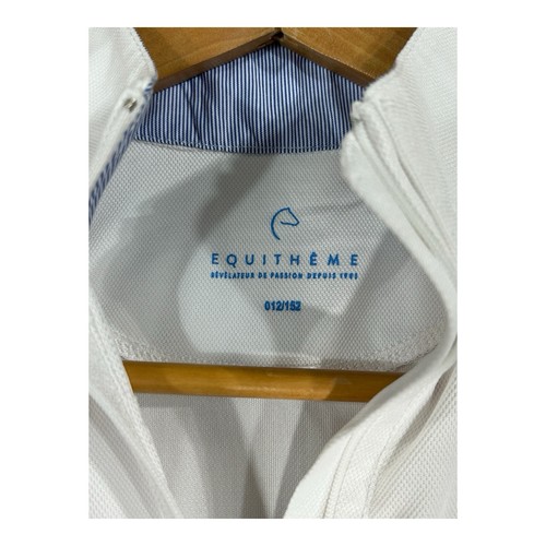 Equitheme Girls Size 12 Horse Riding Top Shirt 1/4 Zip White Long Sleeve - Picture 2 of 5