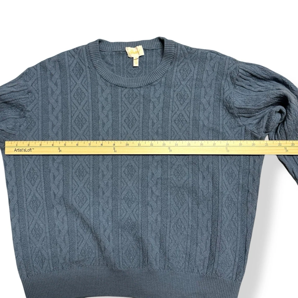 BRIONI Mens Sweater Blue M 100% Wool Textured Crew Neck Geometric - Image 4 of 4