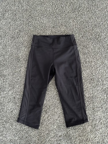 Lululemon Womens Capri Leggings Black Mid Rise Yoga Waistband Crop Size 6 - Picture 1 of 8