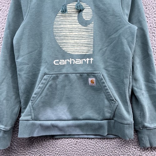 Carhartt Hoodie Womens Extra Small 0 2 Blue Rain Defender Sweatshirt Jacket - Picture 3 of 12