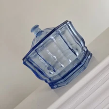 Vintage Indiana Glass Concord Blue Glass Octagon Covered Candy Dish and Lid