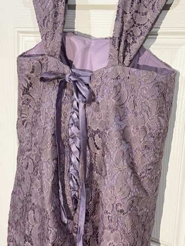Jaeden Formal Mini Dress Purple Lace Corset Back Size 14 - Picture 3 of 4