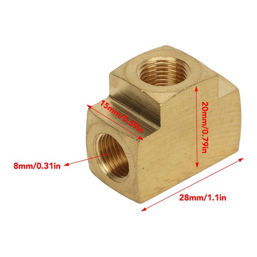 3 Way Pipe Connector Brass 1/8in Thread Female T Fitting For Air Water Gas Fuel - Picture 12 of 22