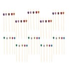 100 Pcs Bamboo Fruit Forks Creative Skull Head Cake Toppers Party Tableware