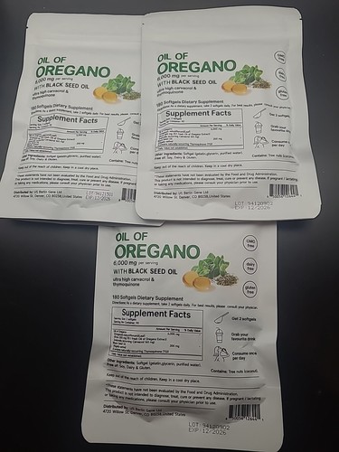 3 X Oil of Oregano With Black Seed Oil Organic Herbal Supplement 540 Softgels - Picture 6 of 7