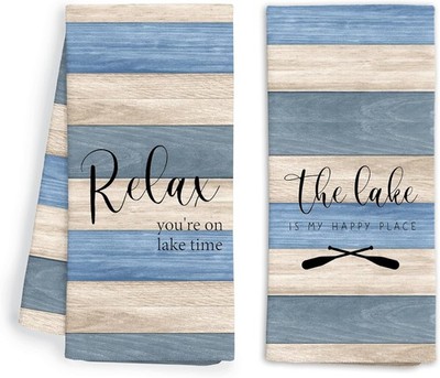Lake House Decor Kitchen Towels Set of 2, Lake House Essentials Gifts Decorative