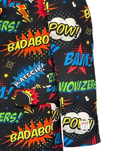 Blazer Opposuits Badaboom Estampado de Cómic Para Hombre Negro Colorido Diseño Gráfico Talla 38 - Imagen 3 de 7