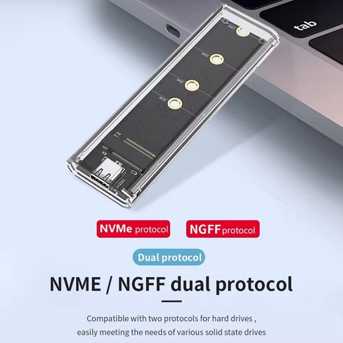 RGB M.2 NVMe SATA SSD Enclosure 10gbps Dual Protocol NVME/NGFF Hard Drive3563 - Afbeelding 5 van 8