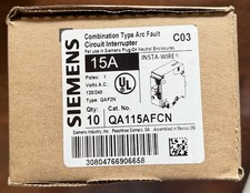  10 New Siemens QA115AFCN Arc Fault Circuit Breaker 15A 1-Pole 120/240V