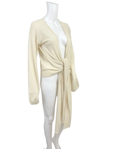 Joie Frauen klein beige langärmelige offene Krawatte Front Wrap Cardigan Pullover Achselzucken - Bild 2 von 7