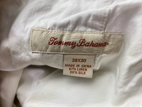 Tommy Bahama Hombres Pantalones Tostado 38x30 Seda Lino Caqui Tropical Playa Pantalones - Imagen 3 de 7