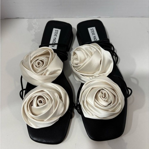 Steve Madden Rosalind flache Knöchel-Sandalen mit Satin-Blumen neu - Bild 3 von 9