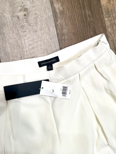 NWT $98 Banana Republic Wide Leg Pleated Cropped Trousers Pants Cream Ivory Sz 6 - Picture 3 of 10