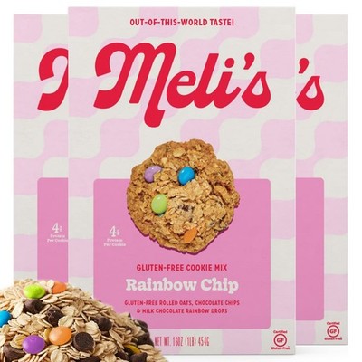 Meli's Rainbow Chocolate Chip Gluten Free Cookie Mix 16 Ounce (Pack of 3)