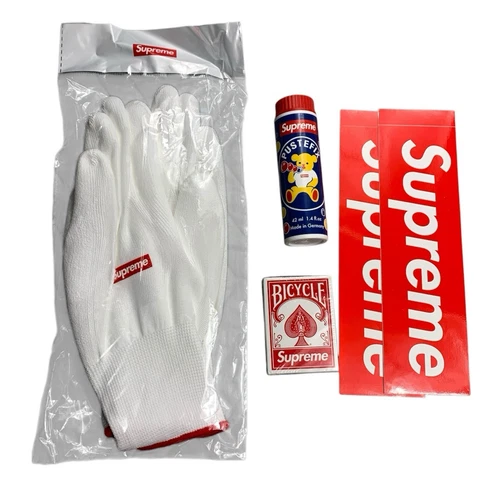 Lot d'accessoires suprêmes mini jeu de cartes gants caoutchoutés bulles autocollants NEUF