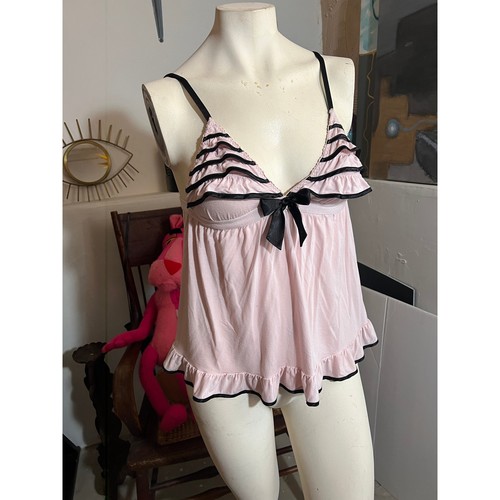 Vintage Y2k Set, Lingerie, Camisole, Pink and Black, Lace, Fairy, Romantic - Picture 6 of 6