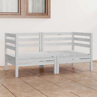 Gartensofa 2-Sitzer Massivholz Kiefer Weiß FüR Terrasse Balkon