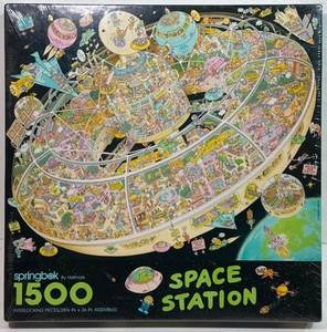 Vtg Hallmark Springbok Space Station 1500 Jigsaw Puzzle Pzl9014 Bob Martin -