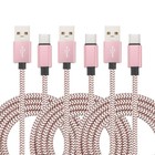 3.28ft USB Type C Charger Cable 3pcs 2.4A Type-C Braided Charging Data Cord Pink
