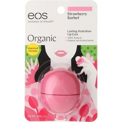 4 Pack eos Organic Lip Balm Sphere, Strawberry Sorbet